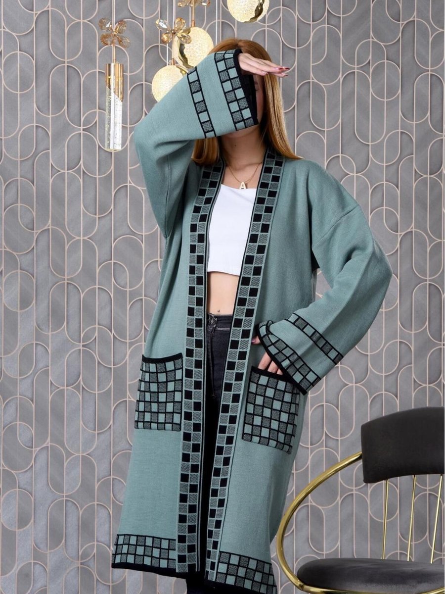 Newc Kare Desenli̇ Tri̇ko Salaş Hirka