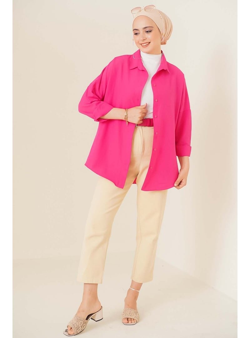Bigdart Koyu Pembe Oversize Basic Gömlek