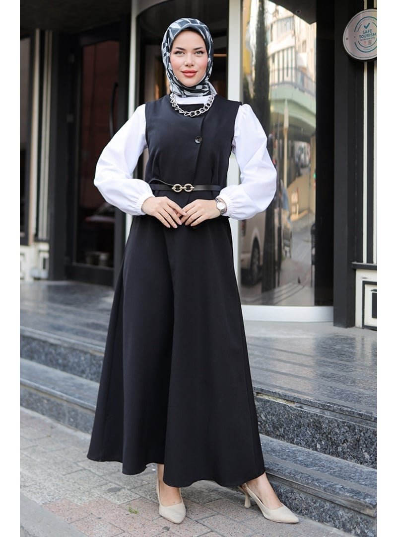 Bestenur Siyah Asile Yelek Etek İkili Takım