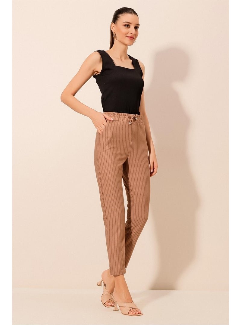 Bigdart Camel Beli Lastikli Bağcıklı Pantolon