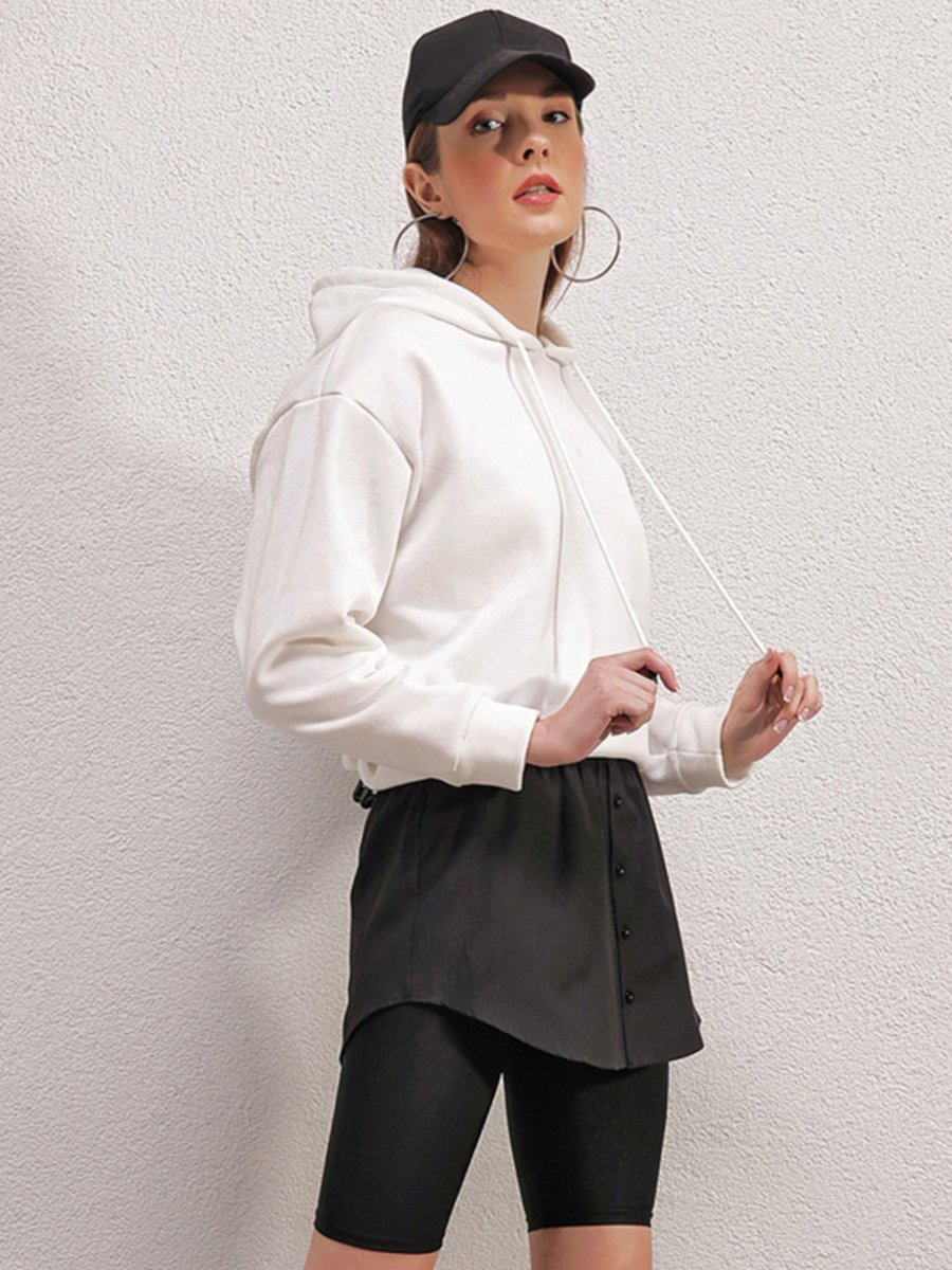 Bigdart Siyah Sweatshirt Kazak Altı Gömlek Etek