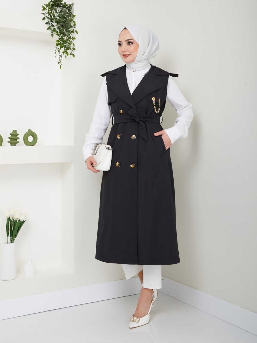 Moda Uzun Yelek Bondit Kumaş