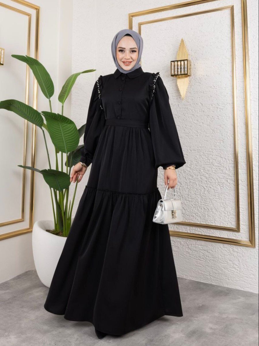 Uslu Moda Kol Detaylı Elbise