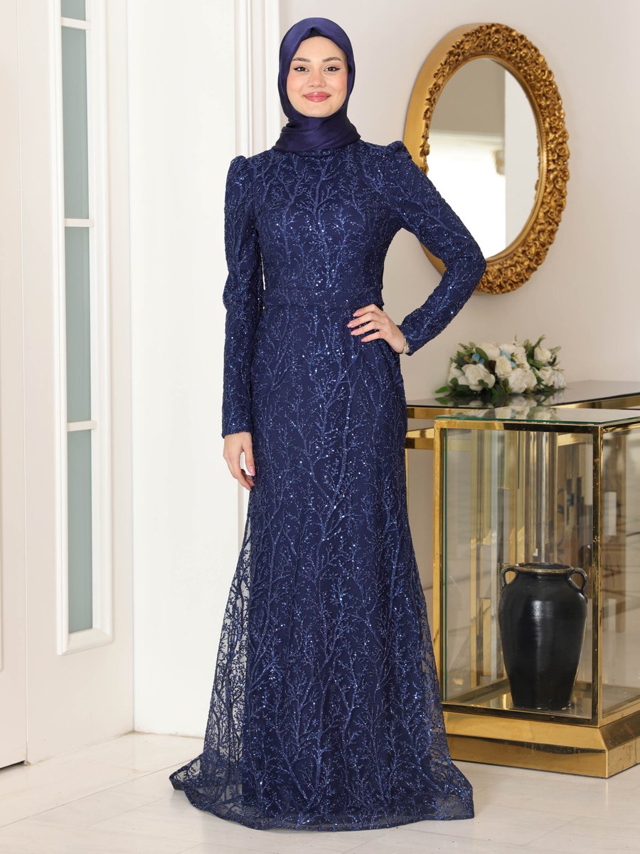 Azra Design Lacivert Tuana Abiye Elbise