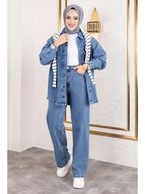 Tesettür Dünyası Açık Mavi More Denim Takım