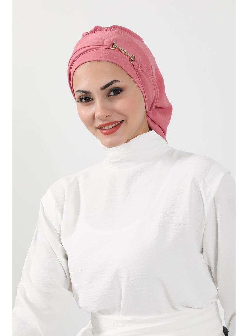 Aisha`s Design Koyu Pembe Aerobin Kumaş Aksesuarlı Hazır Türban,ht
