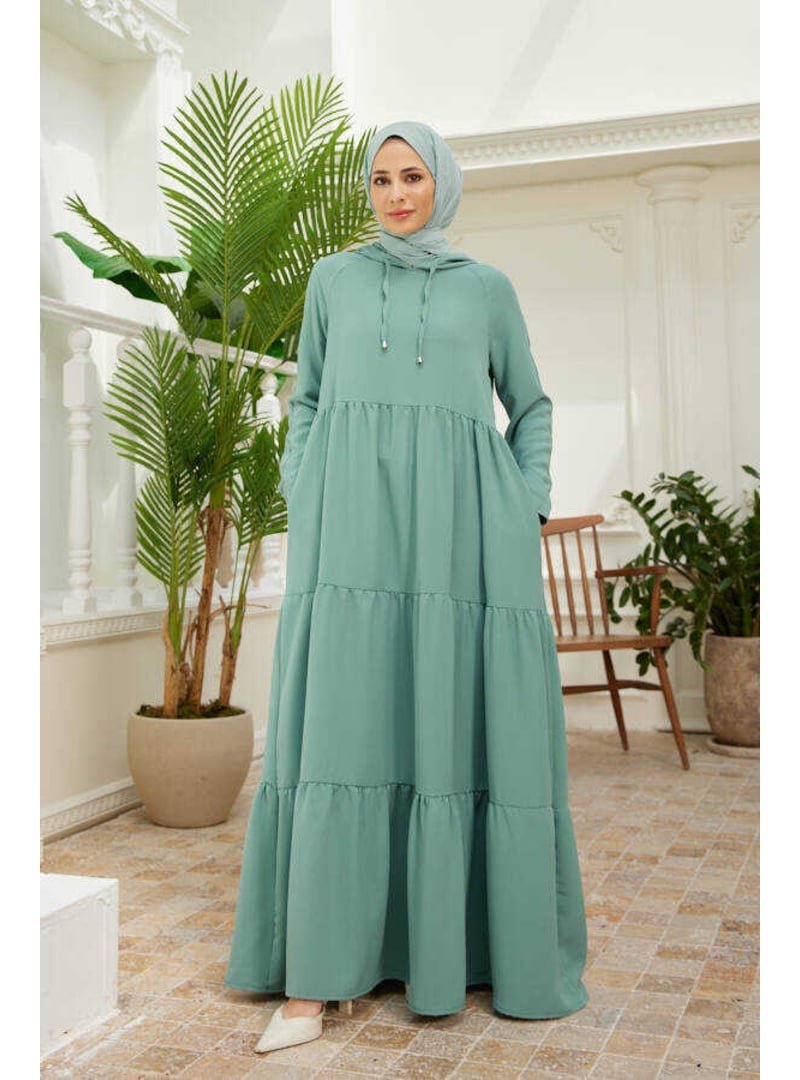 Neways Mint Yeşili Berlin Kapüşonlu Reglan Kollu Elbise