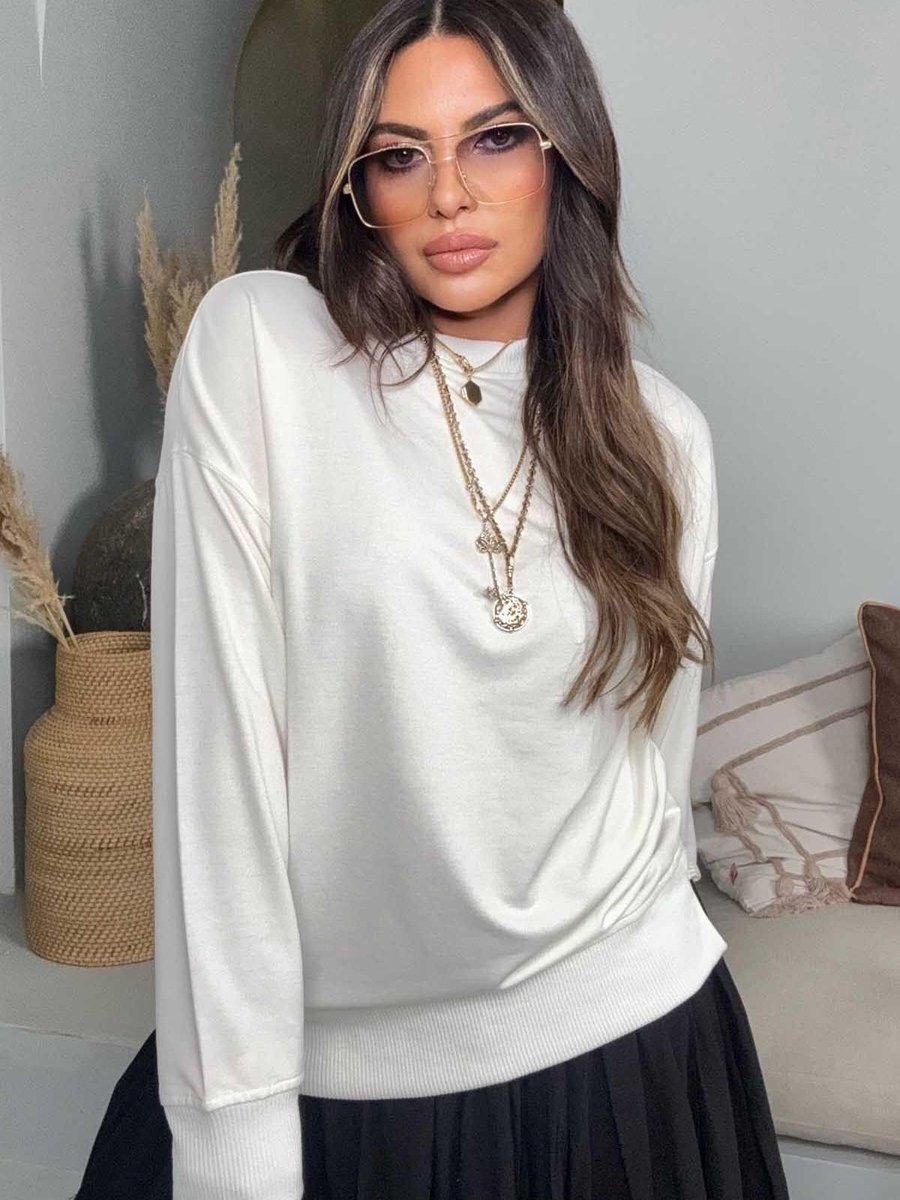 Sohotique By P Ekru Basic Mini Yan Yırtmaçlı Sweatshirt