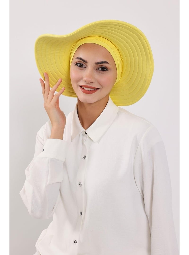 Aisha`s Design Sarı Çıkarılabilir Arkası Fiyonklu Şapkalı Penye Bone Türban,s Aisha`s Design Sarı Çıkarılabilir Arkası Fiyonklu Şapkalı Penye Bone Türban,s