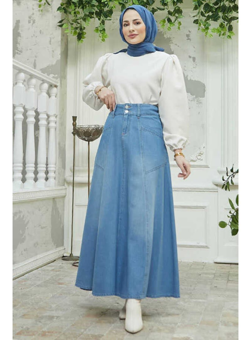 Neways Mavi Denim Mevlana Kot Etek