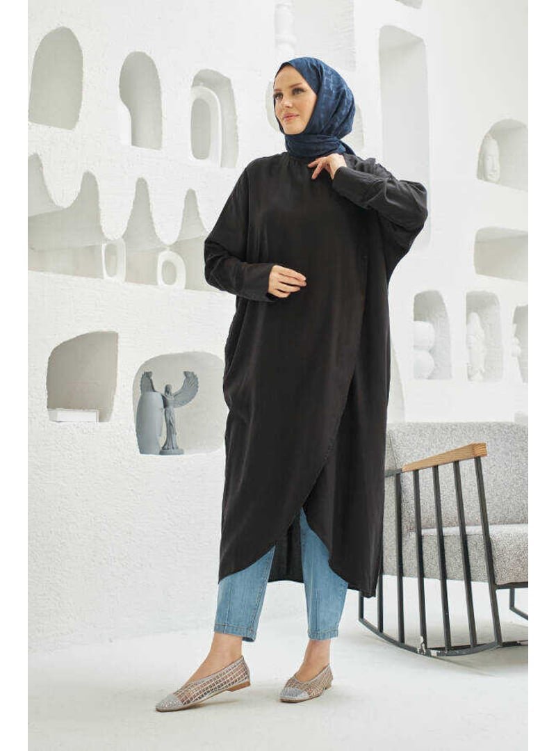 Neways Siyah Denim Parça Boya Standart Tunik