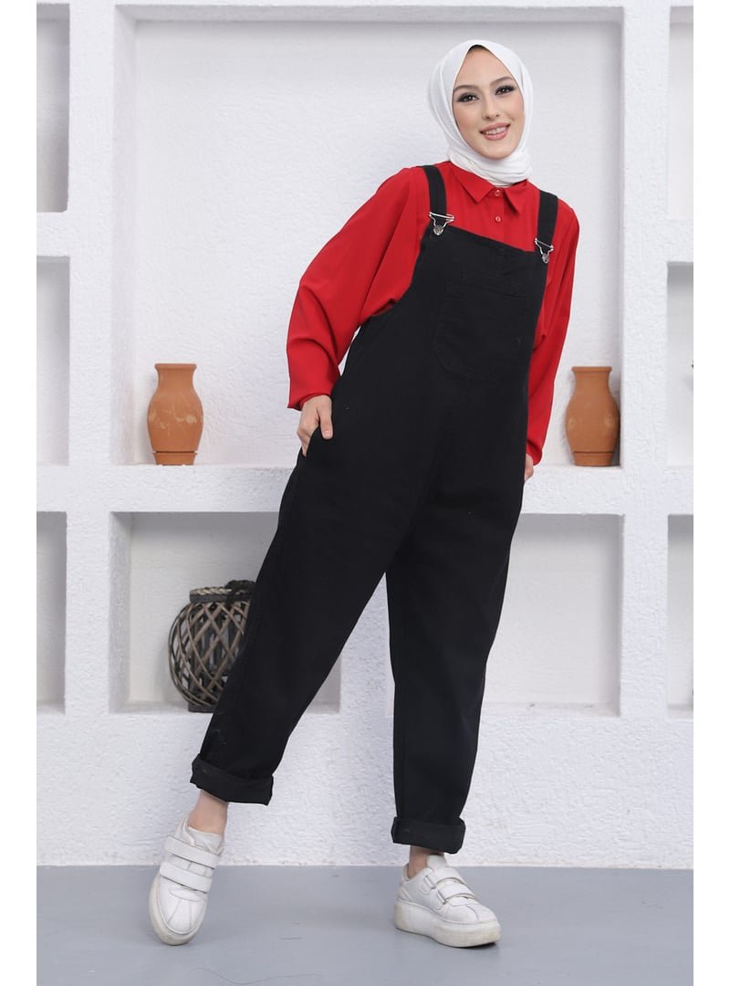 İmaj Butik Ön Cep Detaylı Tulum/siyah