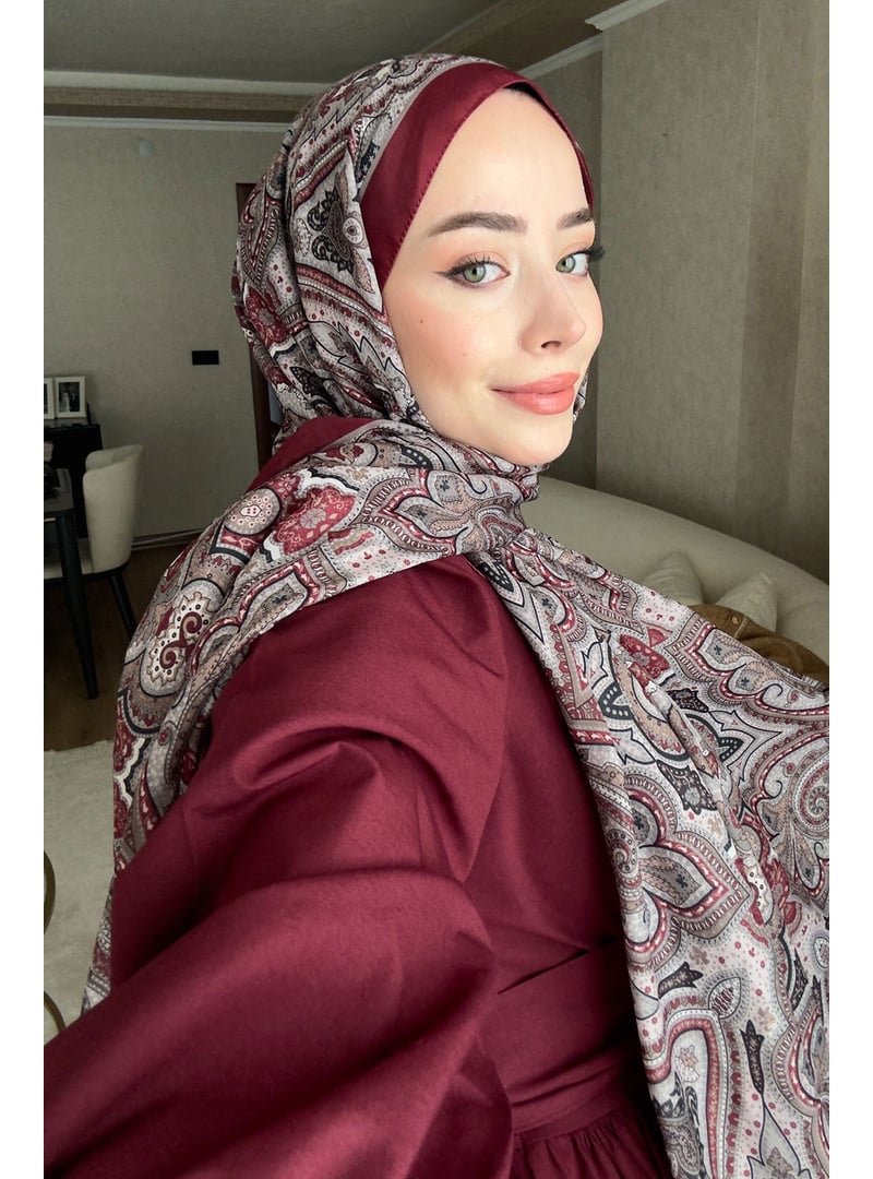 Locco Moda Bordo Etnik Desen Soft Şal