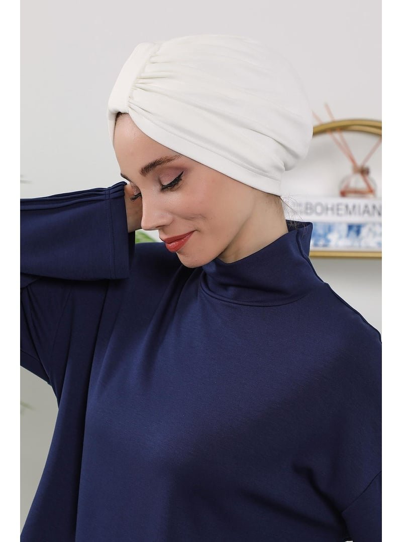Aisha`s Design 68o Ekru Dört Mevsim Kullanıma Uygun Bone,b