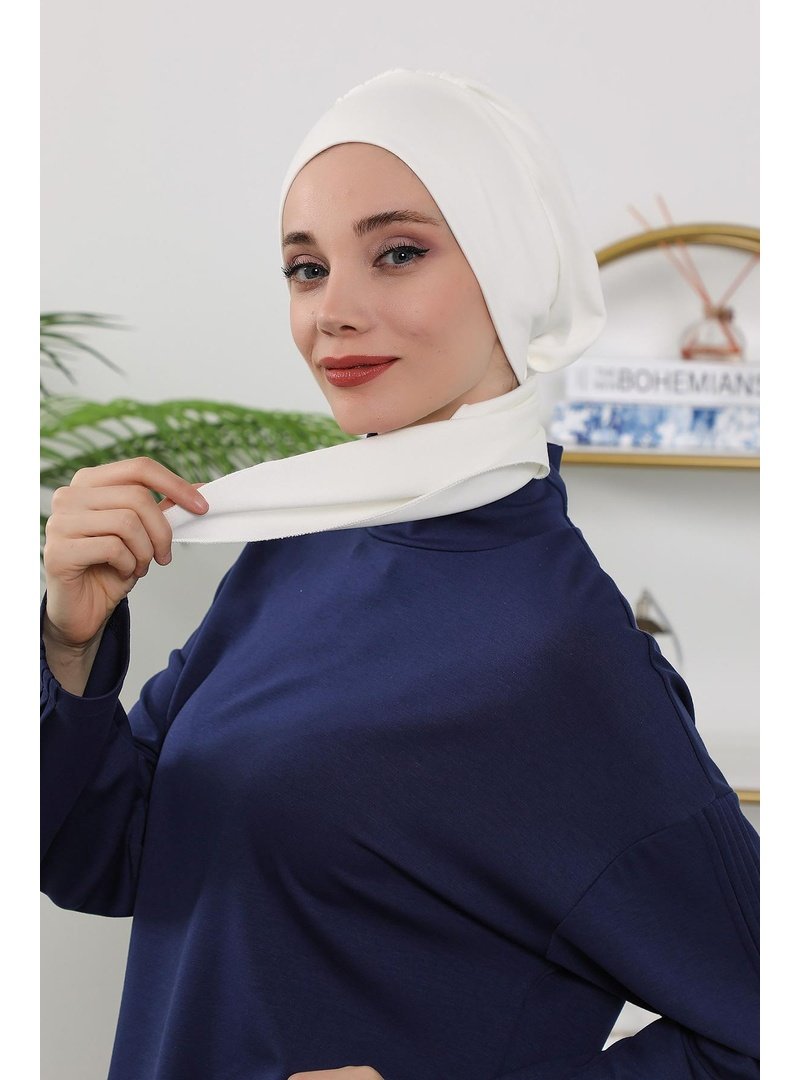 Aisha`s Design 49o Ekru Dört Mevsim Kullanıma Uygun Bone,b