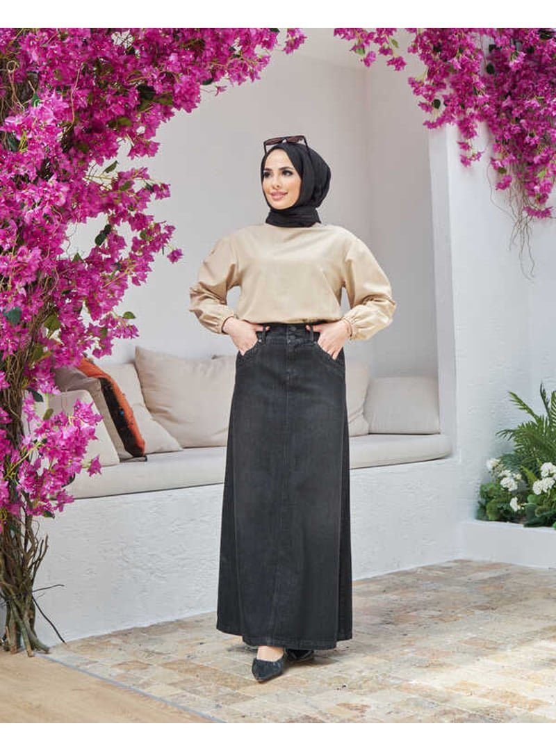 Neways Siyah Denim Etek