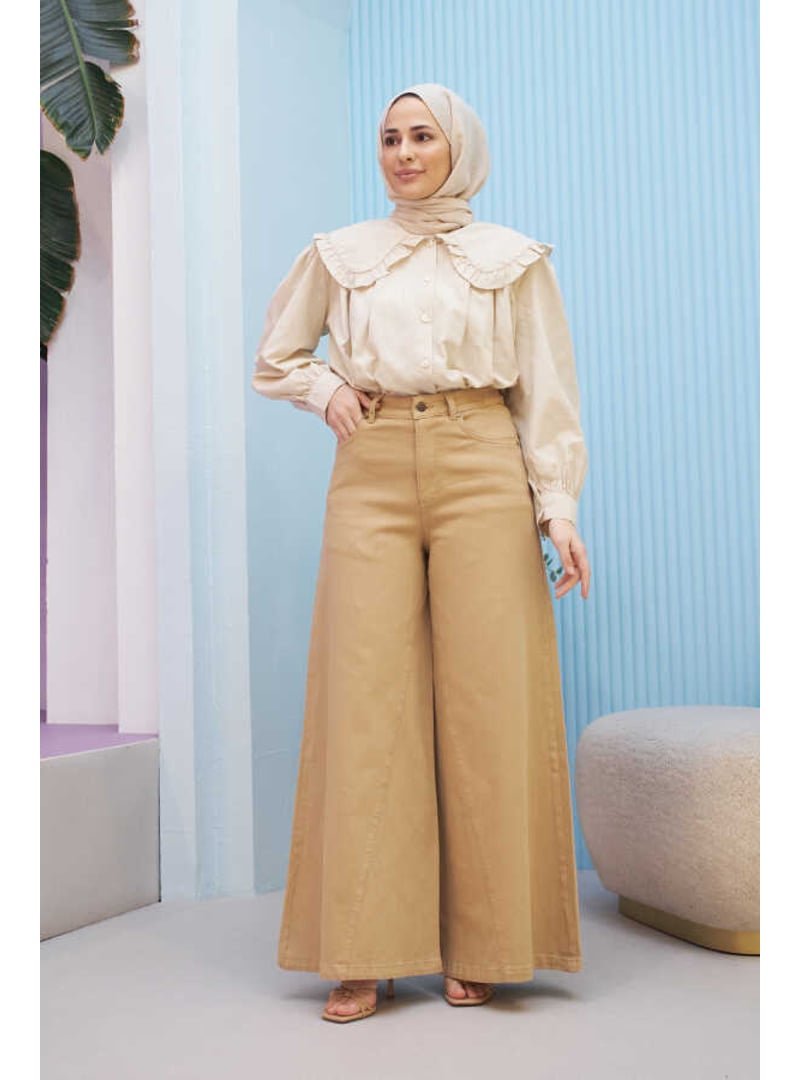 Neways Bej Gabardin Pantolon Etek