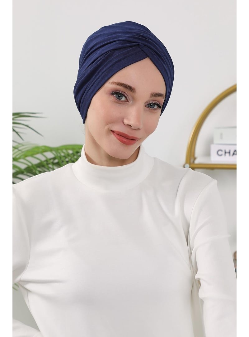 Aisha`s Design 9o Lacivert Dört Mevsim Kullanıma Uygun Mihrace Bone,b