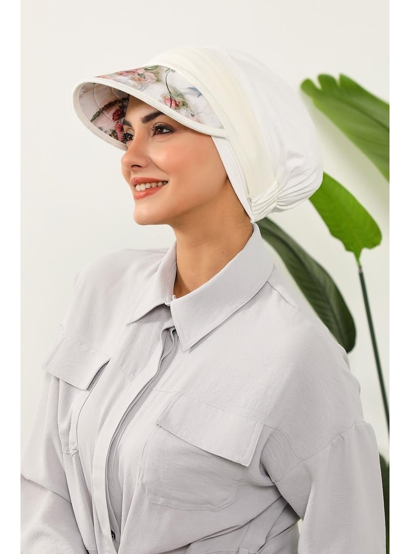 Aisha`s Design Olive Çıkarılabilir Desenli Siperlikli Bone,b 92d Krem