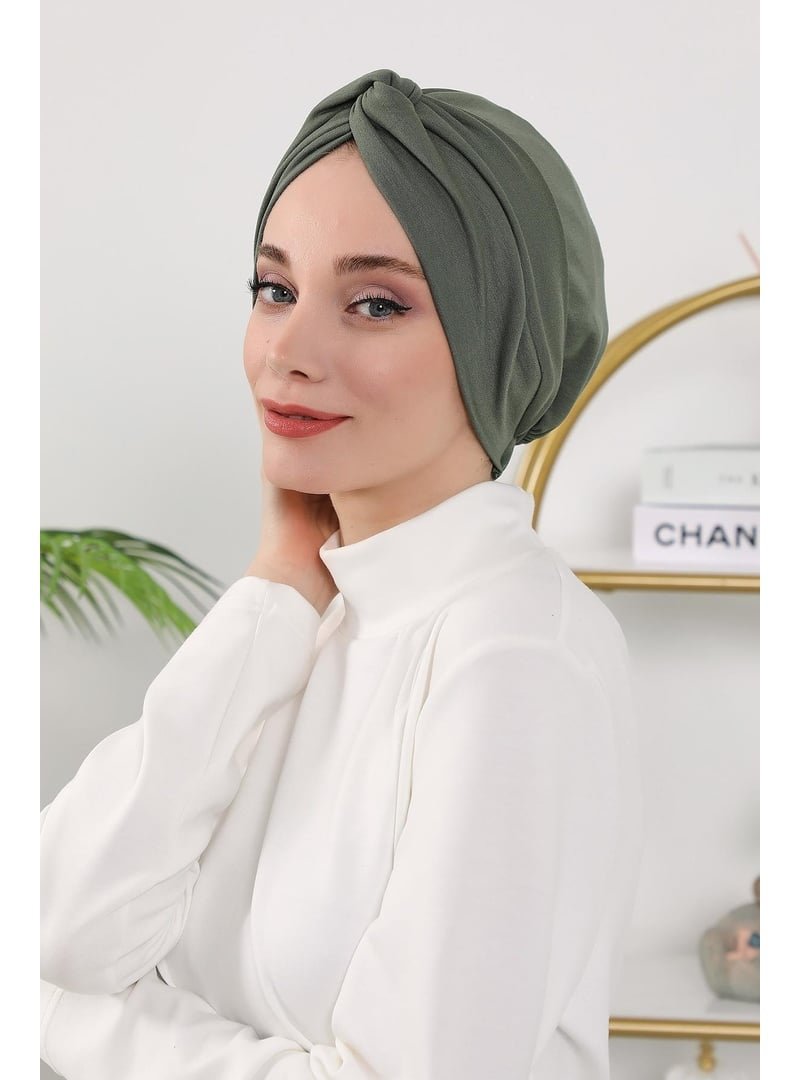 Aisha`s Design 4o Haki Dört Mevsim Kullanıma Uygun Mihrace Bone,b