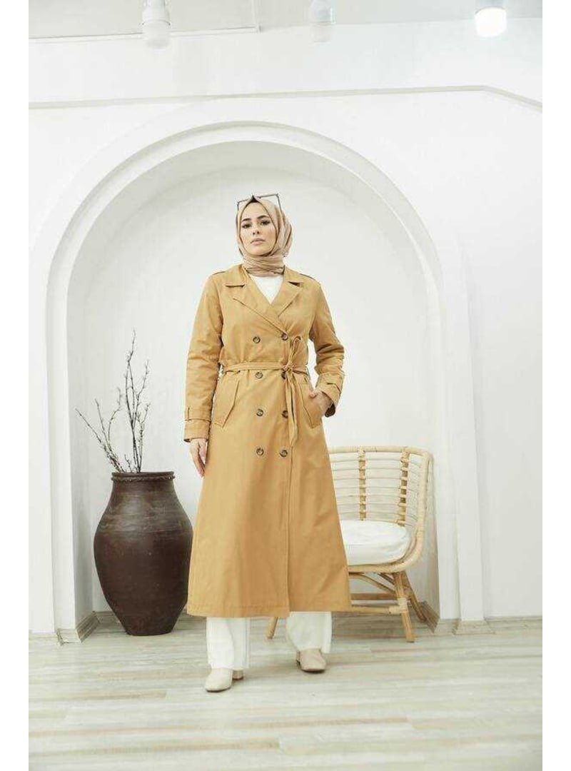 Neways Camel Kürklü Trençkot