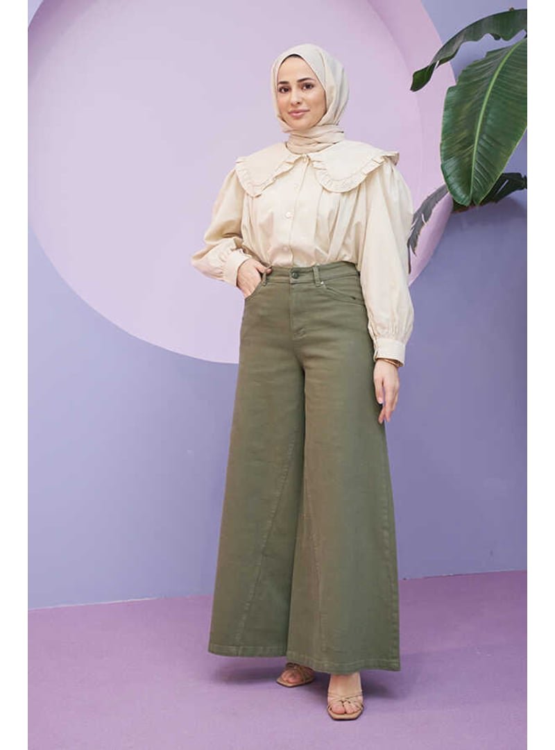Neways Haki Gabardin Pantolon Etek