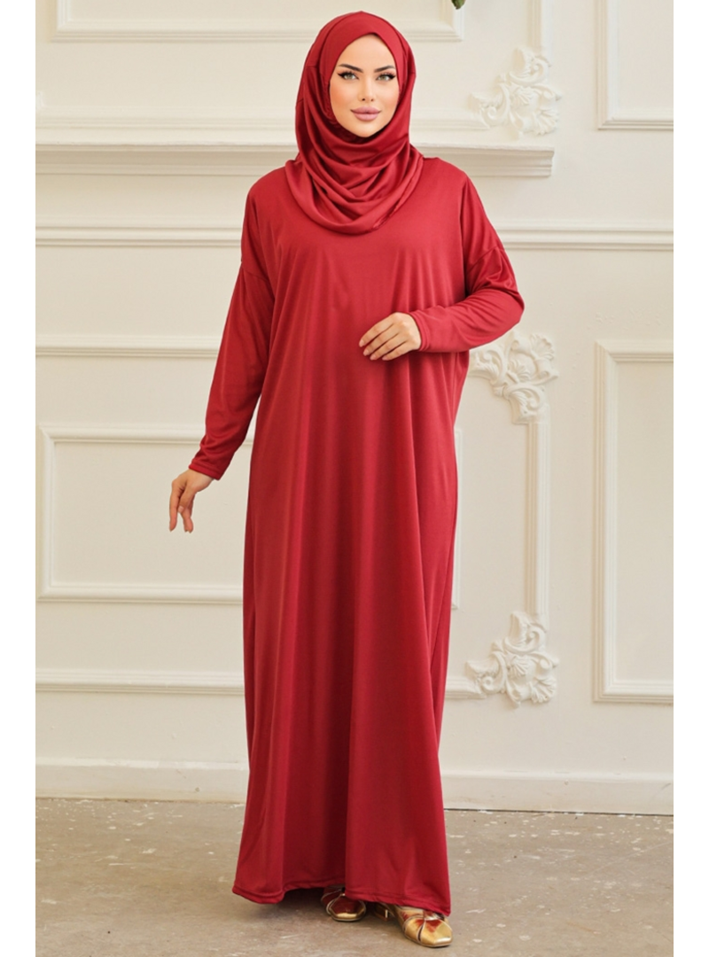 Bestenur Bordo Pratik Tek Parça Namaz Elbisesi