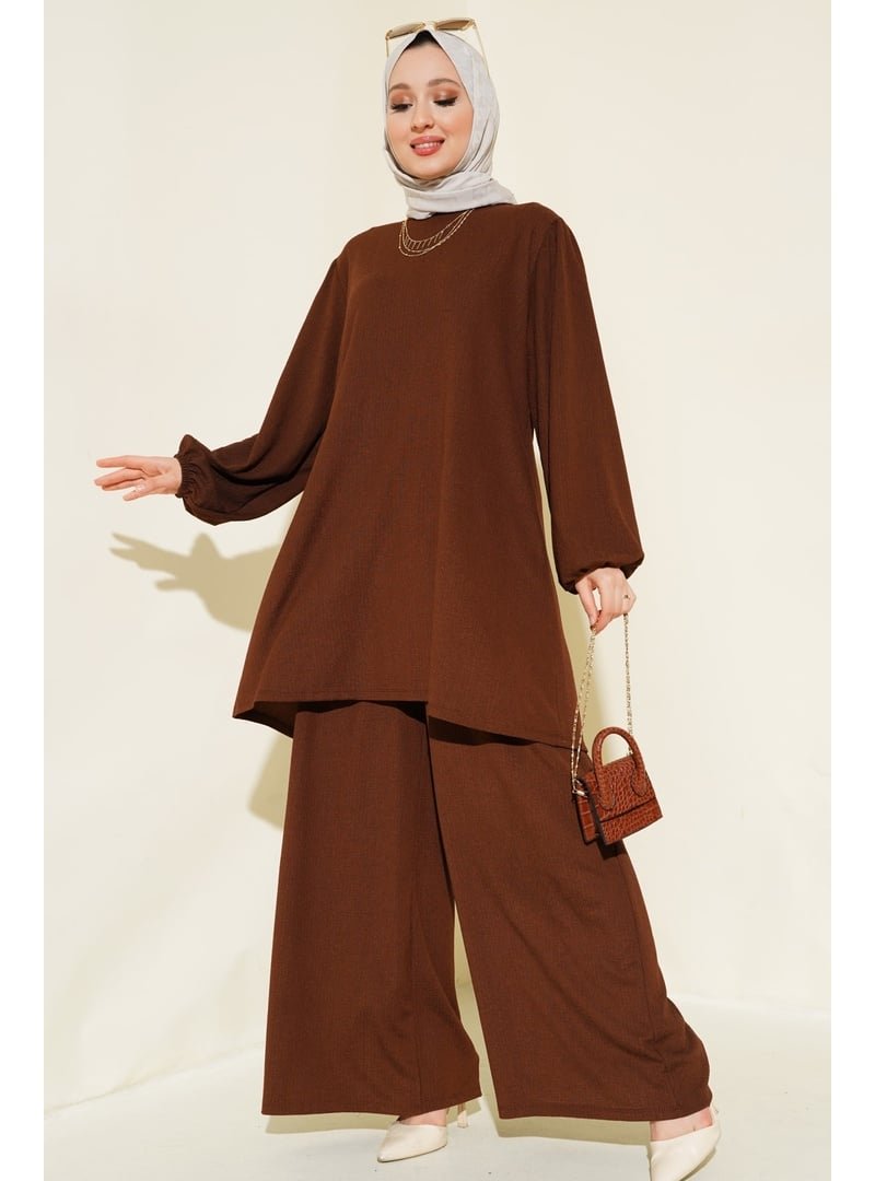 Bigdart Kahverengi Tunik Pantolon Alt Üst Takım