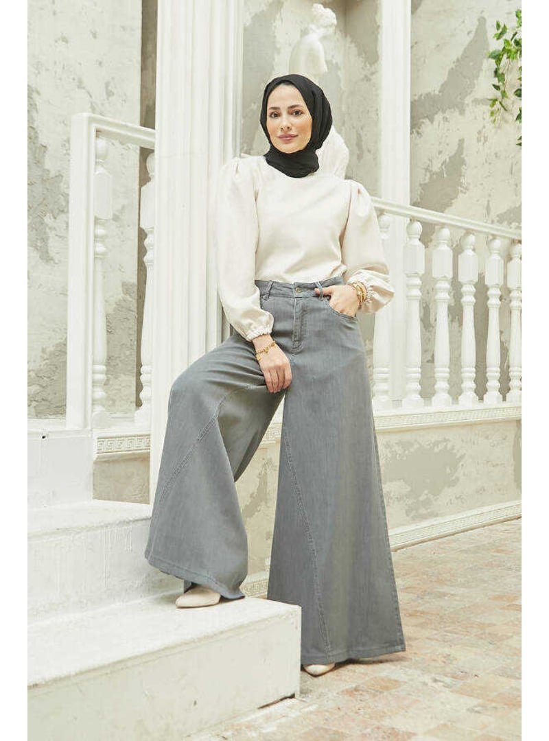 Neways Gri Denim Pantolon Etek