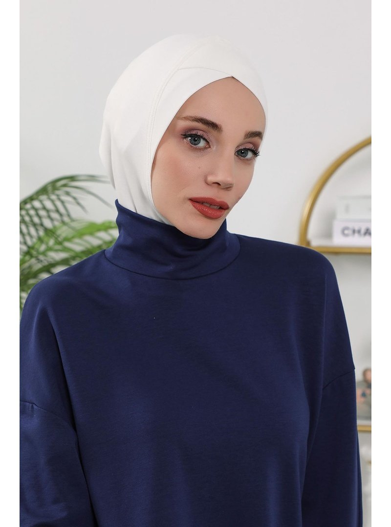 Aisha`s Design 4o Ekru Dört Mevsim Kullanıma Uygun Önü Çapraz Detaylı Bone,tb