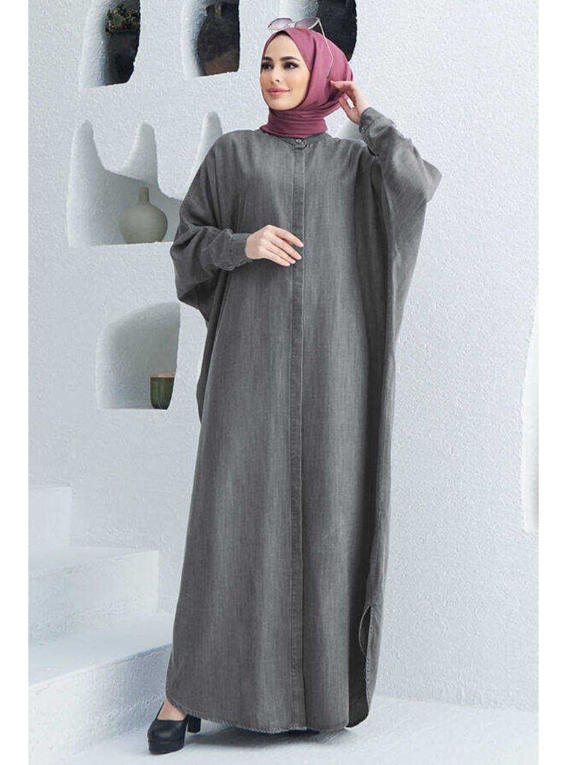 Neways Gri Denim Tensel Abaya