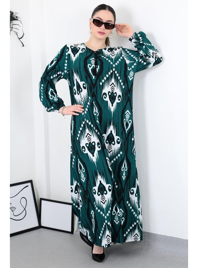 Pelsu Moda Zümrüt Boho Püsküllü Battal