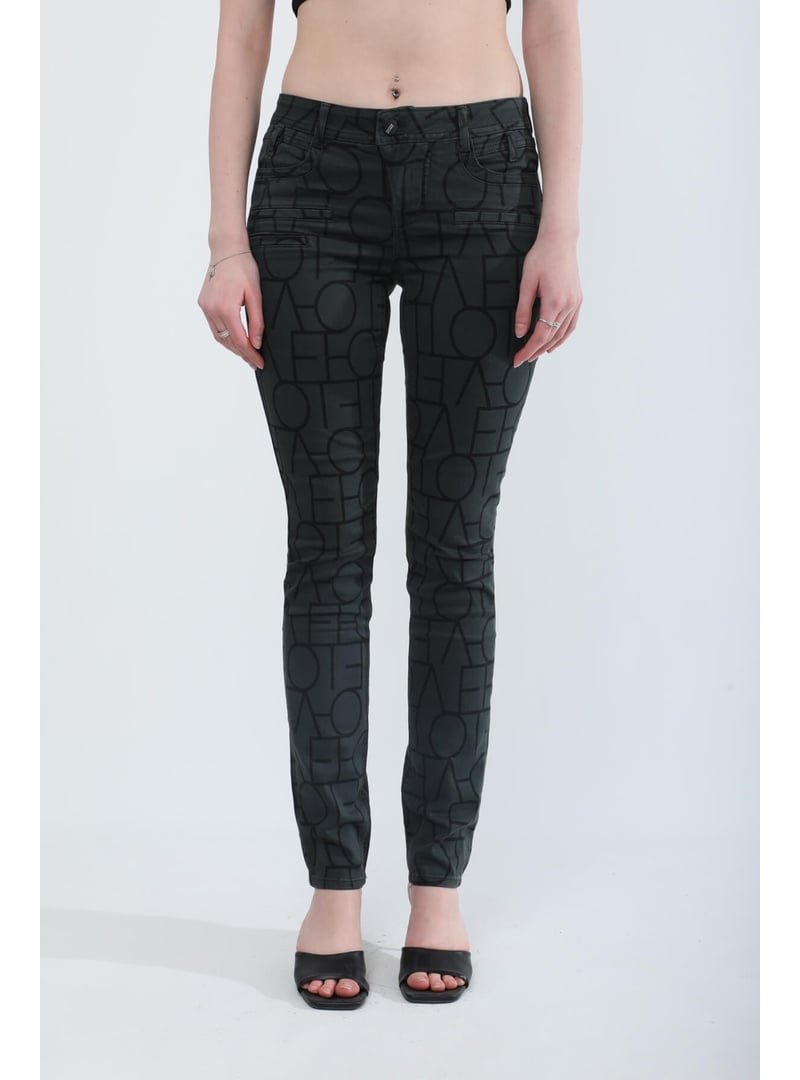 Markapia Haki Likralı Düşük Bel Skinny Fit Jean Pantolon