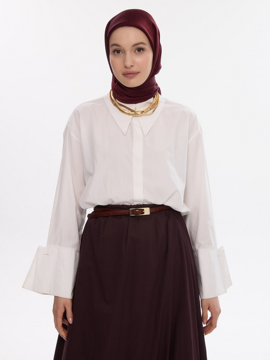 Camellia Scarfs Bordo Eşarp
