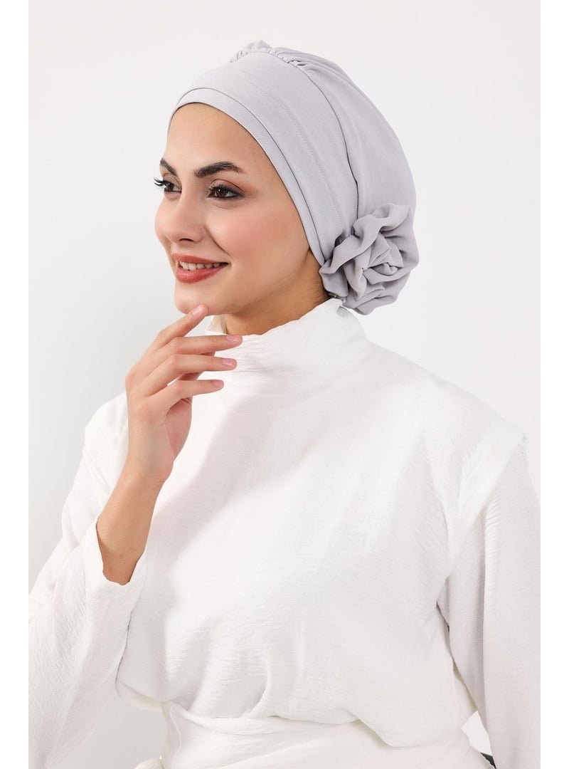 Aisha`s Design Açık Gri Aerobin Kumaş Hazır Türban,ht