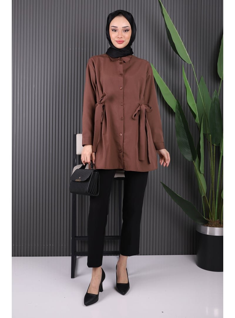 İmaj Butik Kahverengi Bel Kuşaklı Tunik
