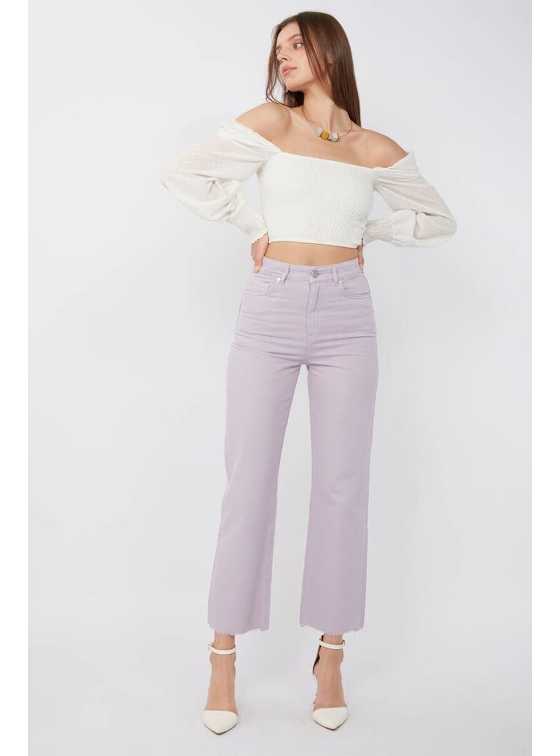 Markapia Lila Basic Paçası Kesik Jean Pantolon