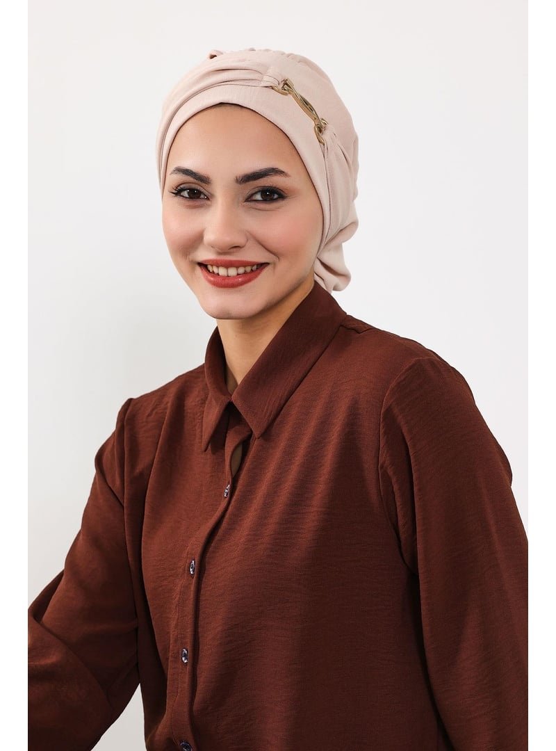 Aisha`s Design Taş Aerobin Kumaş Aksesuarlı Hazır Türban,ht