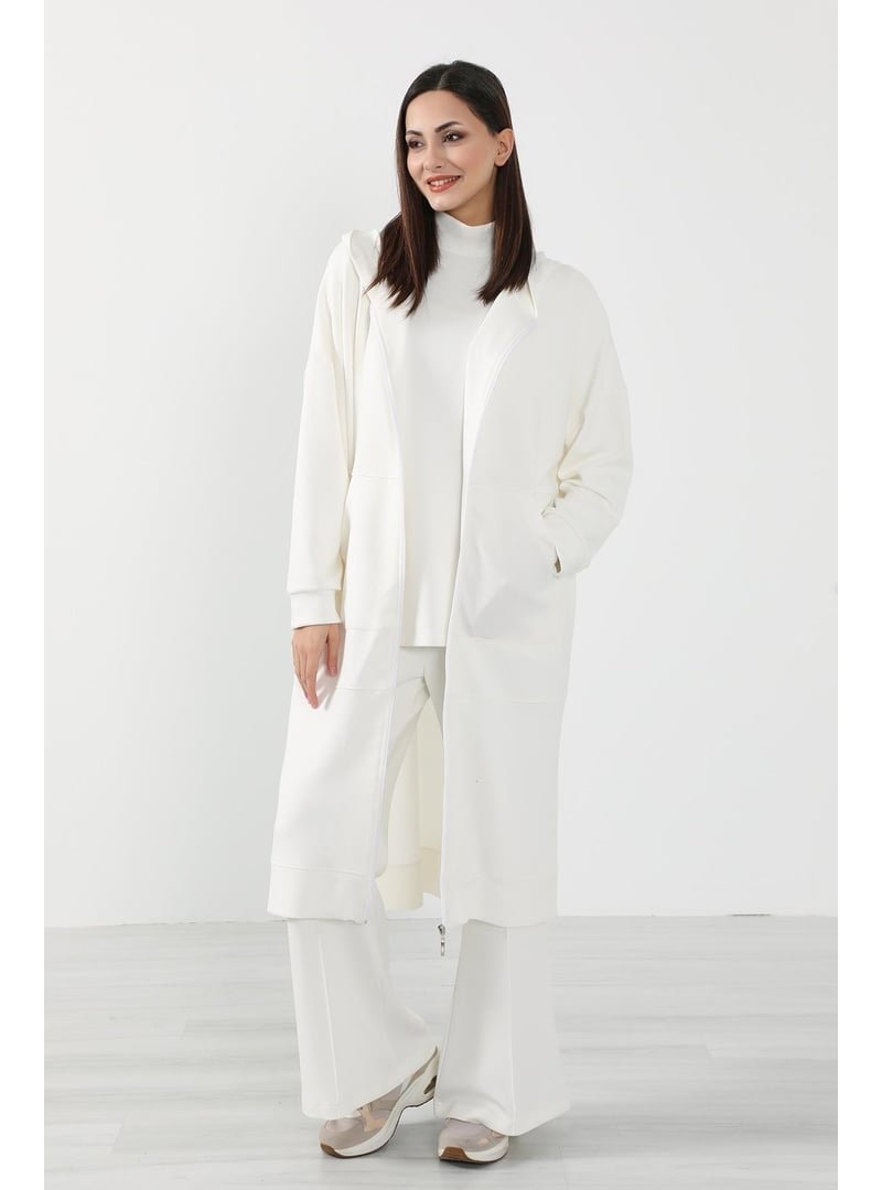 Aisha`s Design Ekru Fermuarlı Uzun Tunik,sw