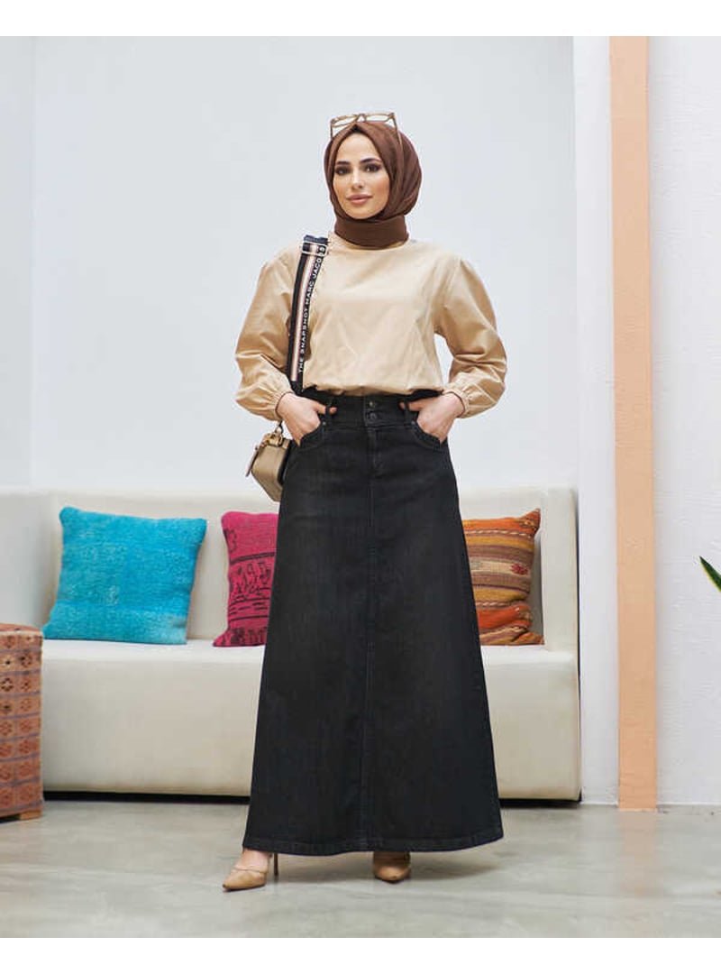 Neways Siyah Denim Etek