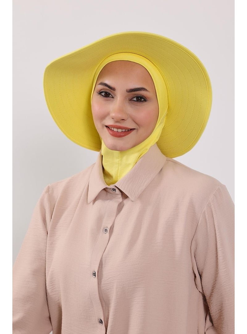 Aisha`s Design Sarı Nijya Boneli Çıkarılabilir Şapkalı Bone Türban,s