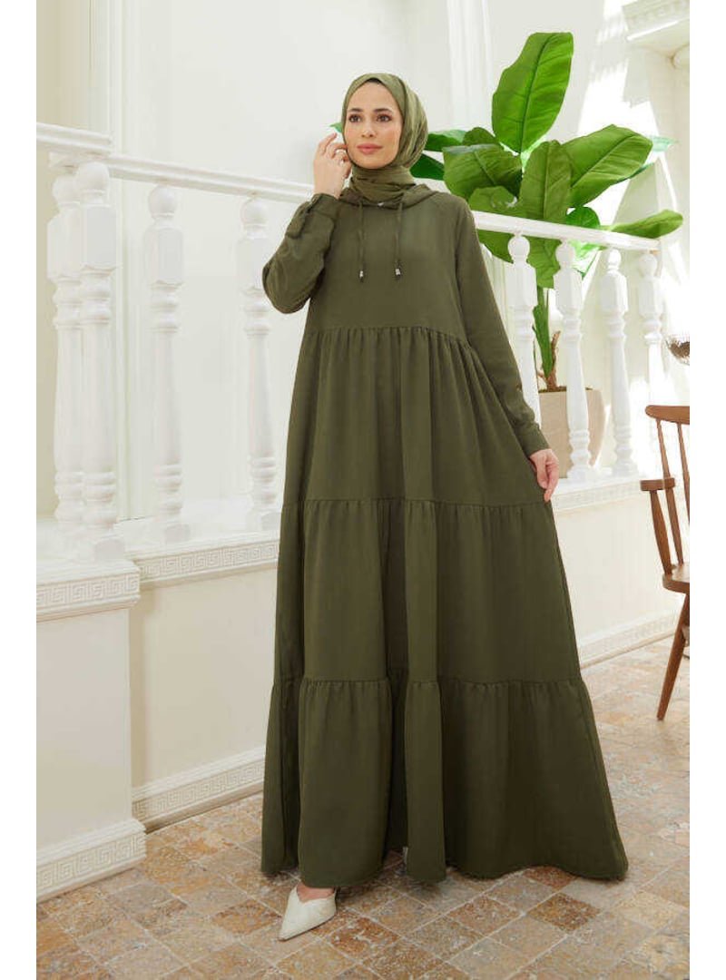Neways Haki Berlin Kapüşonlu Reglan Kollu Elbise