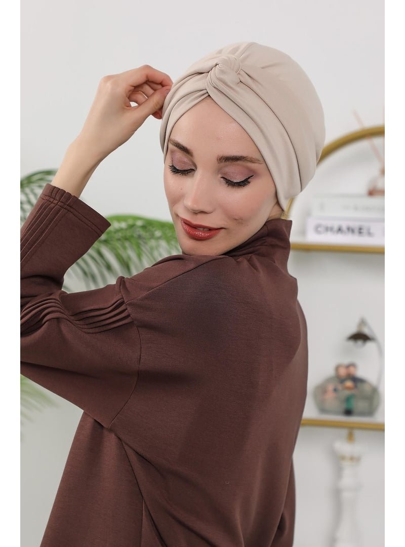 Aisha`s Design 4o Bej Dört Mevsim Kullanıma Uygun Mihrace Bone,b