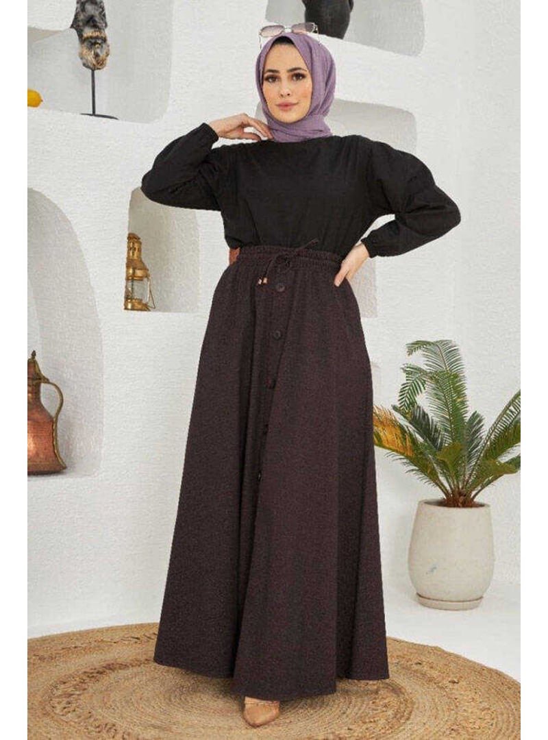 Neways Mürdüm Denim Mevlana Düğmeli Etek