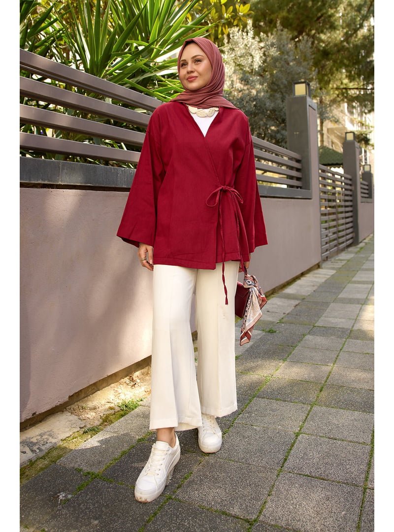 Locco Moda Bordo Yandan Bağlamalı Ceket