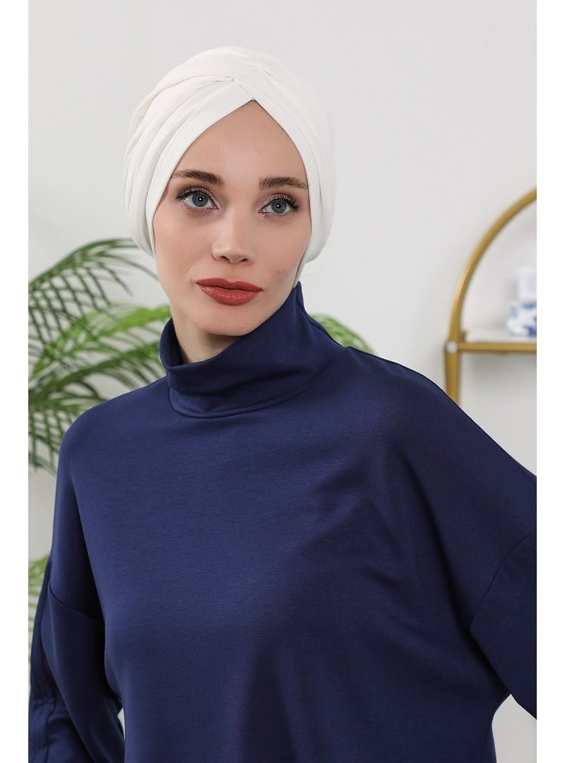 Aisha`s Design 9o Ekru Dört Mevsim Kullanıma Uygun Mihrace Bone,b