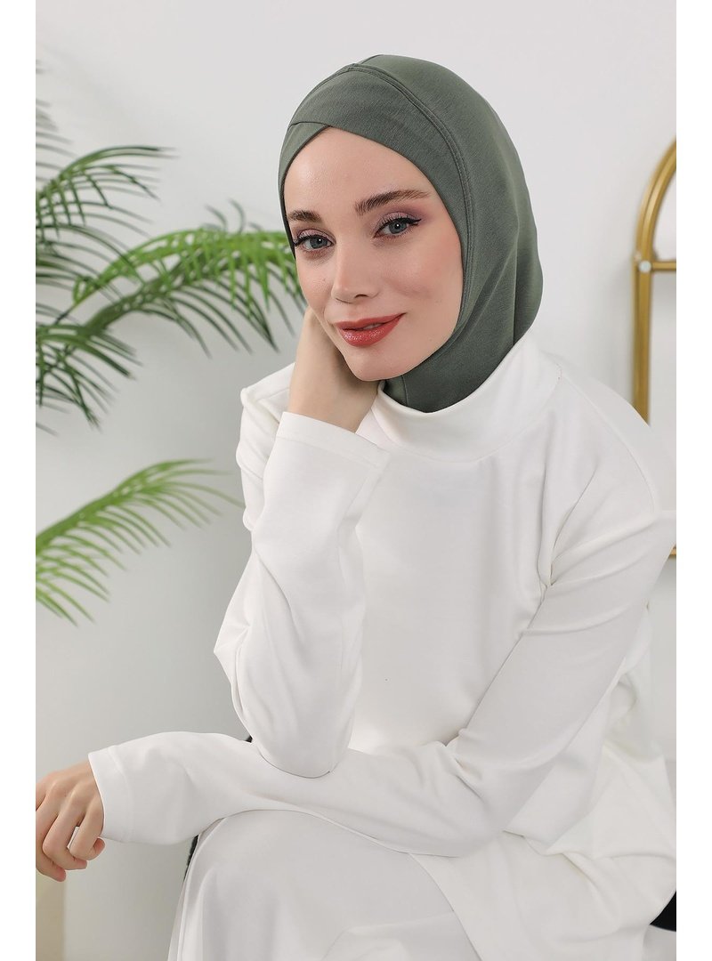 Aisha`s Design 4o Haki Dört Mevsim Kullanıma Uygun Önü Çapraz Detaylı Bone,tb
