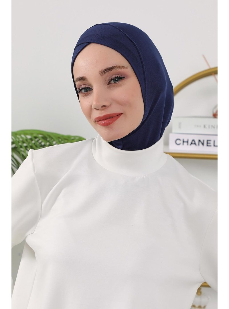 Aisha`s Design 4o Lacivert Dört Mevsim Kullanıma Uygun Önü Çapraz Detaylı Bone,tb