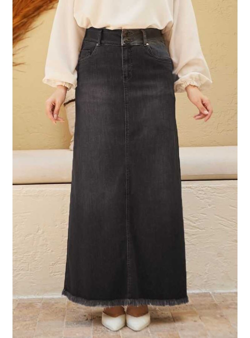 Neways Füme Denim Püsküllü Etek