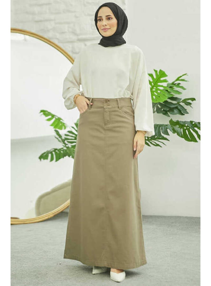 Neways Haki Klasik Gabardin Etek